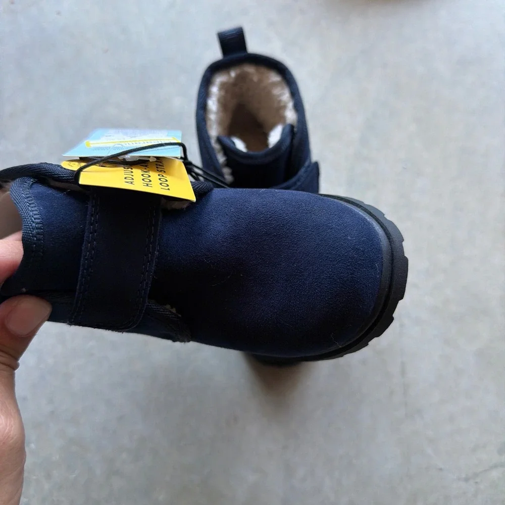 Cat & Jack Toddler‎ Magnus Boots Navy Blue Faux Suede Fur Lined Size 9 NEW